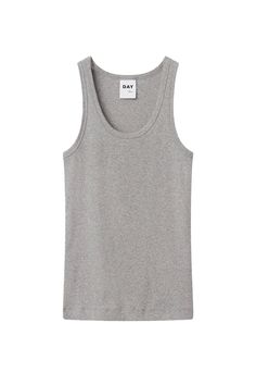 The Camilo Classic Rib Tank Top is a timeless basic that is never boring. This grey tank features an elegant scooped neck, flatting ribbed cotton, with the perfect amount of stretch to form fit but never pull. Layer under a leather blazer for an afternoon luncheon or classic on its own with your favorite denim and crisp white sneakers. Founded in 1997, DAY Birger et Mikkelsen is a Copenhagen-based brand committed to reimagining classics to offer sustainable and accessible luxury fashion. By nurt Luxury Ribbed Cotton Top, Luxury Fitted Classic Tank Top, Luxury Fitted Tank Top, Luxury Ribbed Tank Top, Luxury Stretch Cotton Tank Top, Luxury Timeless Cotton Tops, Luxury Elegant Tank Top, Luxury White Cotton Tank Top, Luxury Classic Fitted Tank Top