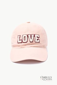 Women's Baseball Cap | LOVE Chenille Patch Pink Cap | Uniquely Claudia Boutique Cheap Pink Baseball Cap With Embroidered Logo, Cheap Pink Embroidered Baseball Cap, What Is Your Love Language, Chenille Patch, Pink Cap, Power Of Love, Love Language, The Power Of Love, Pink Hat