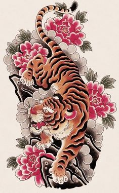 Japanese Tattoos Tiger, Japanese Tiger Tattoo Sleeve, Cat Tattoo Japanese, Neo Japanese Tattoo Designs, Tiger Arm Tattoo, Tiger Sleeve Tattoo, Danny Tattoo, Traditional Tiger Tattoo, Japanese Tiger Tattoo