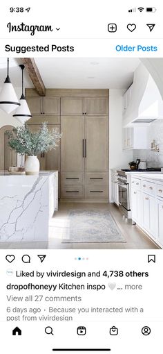 the instagram page for instagram's kitchen and living room is displayed on an iphone