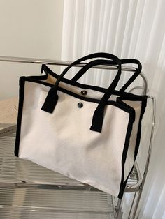 Small Shoulder Bags, Green Tote, Black And White Canvas, Mini Handbags, Girls Bags, Black Canvas, Black Tote Bag