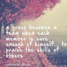 a photo with the quote 4 group becomes a team when each member is save money if himself to praise the skills of others