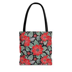 "Red Flowers Batik-Inspired Tote Bag (All Over Print) Please Note: No Returns or Exchanges Due to the Nature of Customized Items. We appreciate your understanding and commitment to the uniqueness of each creation.  If you have any concerns, feel free to reach out to us - we're here to assist you! Ever wished your tote bag could be as bold and unique as you are? Your wish just came true! 🌈 Introducing our tote bags - not just accessories, but a canvas of self-expression! Ready to make a statemen Red Floral Print Tote Bag, Red Floral Print Rectangular Bag, Red Floral Print Bags For Daily Use, Daily Use Red Floral Print Bags, Batik Bag, Batik Art, Batik Print, Batik Prints, Soft Bristle Brush