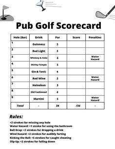 the golf score sheet is shown in black and white, with instructions for how to use it