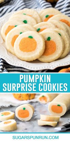 pumpkin surprise cookies on a white plate