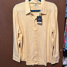 Light Yellow Long Sleeve Soft Fabric Mens New With Tags Cheap Yellow Men's Shirt, Yellow Long Sleeve Cotton Polo Shirt, Unisex Yellow Crew Neck T-shirt, Yellow Cotton Hawaiian Button-up Shirt, Cheap Yellow Moisture-wicking T-shirt, Light Yellow, Branded Shirts, Long Sleeve Polo, Golden Hour