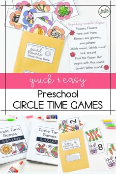 the printable circle time games for kids to practice their handwriting and writing skills with