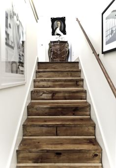 the stairs are made out of wooden planks