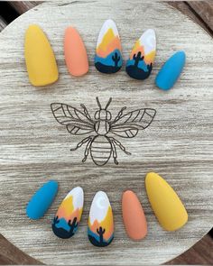 Country Acrylic Nails, Sunset Western, Rodeo Nails, Mountain Desert, Aztec Nails, Fun Summer Nails, Boho Nails