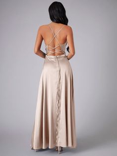 F00202334-714 Evening V-neck Dress With Corset Back, Evening A-line Dress With Lace-up Back, Maxi Length Tie Back Dress For Night Out, Maxi Length Satin Dress With Back Opening For Prom, Maxi Satin Dress With Back Opening For Prom, A-line Dress With Corset Back For Night Out, Formal Sleeveless Maxi Dress With Lace-up Back, Sleeveless Evening Maxi Dress With Lace-up Back, Prom Dress With Tie Back Long Shape