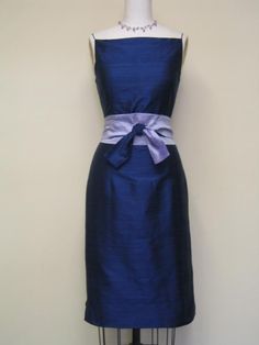 Navy Classic Silk Shantung Sheath Dress Elegant Blue Dress With Sashes, Silk Dresses With Sashes, Shantung Silk Dress, Shantung Dress, Silk Cocktail Dress, Mob Dresses, Bra Straps, May 27, Dress Clothes For Women