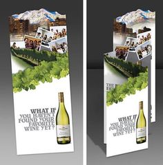 two vertical banners with images of people and wine bottles in the middle one is for what if you found your wine yet?