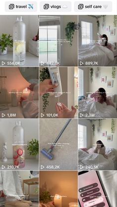 a collage of photos showing different things that are being used in the bathroom and bedroom