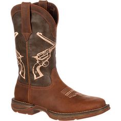 Rebel™ by Durango® Crossed Guns Western Boot, , large Brown Western Boots, Durango Boots, Brown Cowboy Boots, Unique Boots, Mens Training Shoes, Boot Pulls, Mens Ankle Boots, Mens Crosses, Closed Toe Shoes