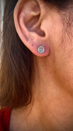 Ear Climber, Pierced Jewelry, Ancient Jewelry, Shooting Star, Tiny Flowers, Wild Flower, Flower Studs, Native American Jewelry, Silver Studs