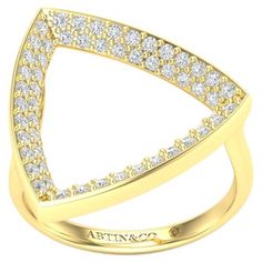 This exquisite geometric diamond ring, crafted in 14K gold, showcases brilliant round diamonds totaling 0.60 ct, adding a touch of elegance to any ensemble. Gold Weight: 4.50 gr. Diamond Weight: 0.60 ct Available in any finger size. Available in white, yellow, and rose gold. This ring is size 7. Designed, made, and stamped in LA. Geometric Yellow Gold Jewelry Gift, Luxury Elegant Geometric Jewelry, Geometric 14k Yellow Gold Jewelry, Luxury Modernist Yellow Gold Rings, Luxury Triangle-shaped Yellow Gold Jewelry, Geometric Diamond Ring, Diamond Band Ring, Geometric Diamond, Fancy Diamonds