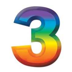 the number three in rainbow colors