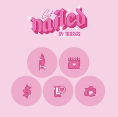 a pink background with some icons and words on the bottom right hand corner that says, get married by marcs