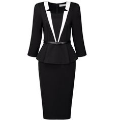 This dress can be a perfect addition to almost any outfit from formal to daily wear, great for work, meetings, offices, businesses, work, parties, cocktails, weddings, casual, daily dressing, etc. Pair with a delicate necklace and heels for a chic office look. Comfortable and classic, this peplum sheath dress is perfect on its own or as a layer under a blazer or jacket. Womens Office, Black Pencil Dress, Midi Pencil Dress, Knee Length Shorts, Chic Office, Black Sheath Dress, Black Media, Sheath Dress, Daily Wear