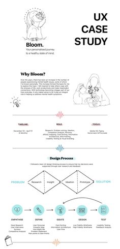 the ux case study is shown in black and white, with diagrams on it