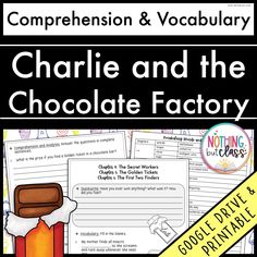 the charlie and the chocolate factory worksheet for reading, writing, and listening