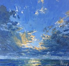 an oil painting of the sky and water