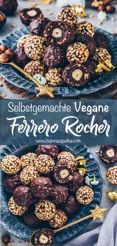 homemade vegan ferero rocher cookies on a plate