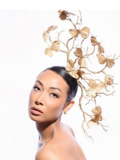 "Derby- Ladies lunch- Easter bonnet- Gold headpiece  Hello,           All gold headband with gold branches and gold butterflies. This fascinator is made with gold butterflies that are 3\" wide. They are perched on gold branches that are plastic that are painted and will not break as natural ones would. Can ADD RHINESTONES (clear or gold) at an additional price. It is attached to a satin covered skinny headband and is adjustable. It's very comfortable and will fit any size head. ----------------- Gold Fascinator For Spring Evening, Gold Headpiece For Kentucky Derby, Gold Headpieces For Kentucky Derby, Gold Headpiece For Evening At Royal Ascot, Gold Fascinator For Spring Races, Spring Gold Fascinator For Races, Spring Races Gold Fascinator, Gold Headpiece For Spring Races, Gold Headpieces For Royal Ascot Formal Occasion