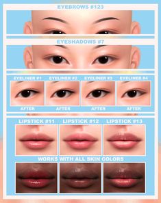 an image of different types of lips and eyebrows for the simss to look at