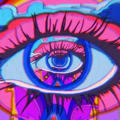 An Eye, Gif, Pink, Blue