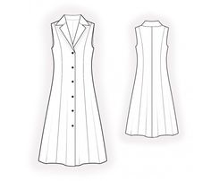 the front and back views of a sleeveless dress, with buttons on each side