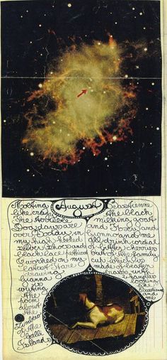 an old book with some writing on it and pictures of the stars in the sky