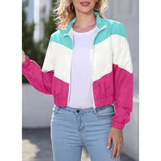 Laoara Medium Lightweight Windbreaker Sport Jacket Zip Up Color Block Coat Casual Long Sleeve Jogging Outerwear Amazon Price $29.99 Size Medium Length 22 In Shoulder 16.9 In Bust 44.5 In Sleeve Length 25.2 In Material: This Packable Coat Is Made Of High-Quality Polyester. The Fabric Has No Stretch And Is Airtight, But Lightweight, Smooth, Soft, Skin-Friendly, Quick-Drying, Comfy, And Adorable. Features: Cropped Windbreaker Jackets, Sports Jackets, Raincoats, Volleyball Jackets, Patchwork Jackets Suits 90s, 90s Costumes, Volleyball Jacket, Jackets Y2k, Jackets Design, Cropped Windbreaker, Color Block Coats, Hip Hop Jacket, Sweat Suits