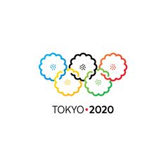 the tokyo olympics logo with four flowers in different colors and numbers on each one side