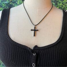 Cross Necklace Black/ Silver New/ Never Used 9 Inch No Returns Due To Sanitary Reasons -Stay Safe Edgy Black Everyday Jewelry, Everyday Black Metal Necklace, Trendy Black Cross Jewelry, Black Adjustable Necklace With Cross Pendant, Black Sterling Silver Cross Necklace, Black Metal Cross Necklace, Edgy Black Cross Necklace, Cross Necklace Black, Punk Black Cross Necklace