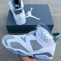 Nike Air Jordan 6 Cool Grey White Medium Ct8529-100 Mens Size 8 - 14 Jordan 6 Cool Grey, Pretty Sneakers, Nike Air Jordan 6, Pretty Shoes Sneakers, Jordan Shoes Retro, Kicks Shoes, All Nike Shoes, Shoes Nike Air, Shoes Outfit Fashion