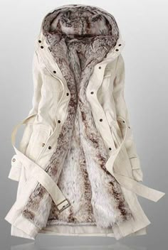 Beige Parka, Faux Fur Hooded Jacket, Belted Jacket, Baby It's Cold Outside, Moda Vintage, Looks Chic, It's Cold Outside, Warm Coat, It's Cold