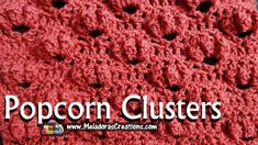 a red crocheted blanket with holes in the middle and text that reads left