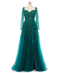 Get 10% off now! Buy high-end green long tulle sequined prom dress with sheer long sleeves at wholesale price online. Free shipping and pro custom service since 2009. Emerald Green Mermaid Prom Dress, Elegant Prom Dress, Formal Prom Dresses Long, Elegant Prom, Evening Dresses With Sleeves, Elegant Prom Dresses, Custom Size Dresses, Satin Bridesmaid Dresses, A Line Prom Dresses