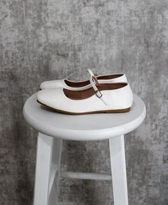 Our Gerri Flats feature a classic ballet cut, single mary jane strap, adjustable buckle closure, squared toe and soft nubuck vegan leather. Pair with everyting you own! Also available in black. Fit: True to size. Ballet Flats White, White Flats, Ballet Flats, Mary Janes, Vegan Leather, Ballet, Buckle, Leather, White