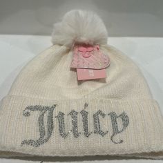 Nwt Juicy Couture Winter White Beanie With Faux Fur Pom Pom And Fully Lined. Juicy Couture Winter, White Beanie, Juicy Couture Accessories, White Beanies, Couture Accessories, Faux Fur Pom Pom, Fur Pom Pom, Winter White, Juicy Couture