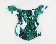 Palm Springs Outfit, Spring Baby Clothes, Clothes Green, Bunny Bonnet, Tropical Romper, 1st Birthday Outfit, Off Shoulder Romper, Infant Flower Girl Dress