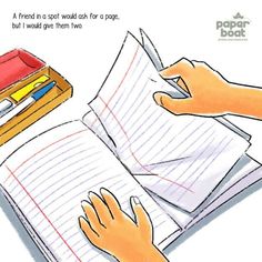 a hand is writing on paper with a pen and pencil box in front of it