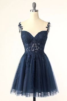 Zapakasa Women Short Homecoming Dress with Appliques Navy Spaghetti Straps Party Dress Navy Blue Dress Mini Dress, Short Dresses Navy Blue, Navy Blue Grad Dresses Short, Short Grade 8 Grad Dresses, 8th Grade Formal Dresses Short, Prom Dress Inspo Short, Short Masquerade Dress, Grade 8 Grad Dresses Short, Grad Dresses Grade 8