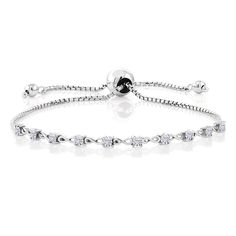 PRICES MAY VARY. Brilliant Moissanite Stones: This bracelet features a row of sparkling moissanite stones with a total carat weight of 0.65 Cttw (carat total weight). This bracelet is designed to fit wrists up to 9 inches in circumference. The adjustable feature ensures a comfortable and secure fit for a wide range of wrist sizes. High-Quality Sterling Silver: Crafted from 925 sterling silver with 925 stamp, this bracelet offers both beauty and durability. The sterling silver setting complements Elegant Crystal Gemstone Bracelet, Fine Jewelry Bracelets With Stones, Adjustable White Gold Chain Bracelet, Adjustable Fine Jewelry Bracelets With Stones, Adjustable Diamond Gemstone Bracelets, White Bracelets With Sparkling Stones, Silver Bracelet With Cubic Zirconia Stones, Silver Diamond Crystal Bracelet, Sterling Silver Bracelet For Anniversary In Diamond White