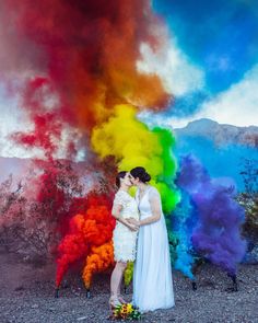 Rainbow Wedding Theme, Lgbt Wedding, Two Brides, Lgbtq Wedding, Lesbian Wedding, Wedding Pics