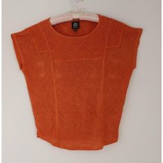 Bobeau Short Sleeved Sweater Crochet Yolk Burnt Orange Petite Large Petite Large Burnt Orange New Without Tag 64% Rayon 36% Polyester Bust 23" Length 23" Pullover Cap Sleeve Tag Has Been Cut To Prevent Returns To Retail Stores Fitted Pointelle Knit Tops For The Beach, Fitted Pointelle Knit Tops For Beach, Pointelle Knit Beach Tops For Fall, Beach Fall Pointelle Knit Tops, Beach Tops In Pointelle Knit For Fall, Stretch Knit Summer Blouse, Summer Stretch Knit Blouse, Casual Pointelle Knit Blouse For Summer, Fitted Open Knit Casual Blouse