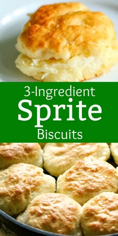 three ingredient sprite biscuits on a plate with text overlay that reads, 3 ingredient sprite biscuits