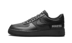 The Nike Air Force 1 Low Gore-Tex “Black” is a winterized edition of the retro basketball and lifestyle shoe. Based on the look of the model’s timeless “Black” colorway, the Air Force 1 Low Gore-Tex features upgraded waterproof Gore-Tex material on the toe, mid-panel, and tongue. The Swoosh and overlaid panels on the forefoot, eyelets, collar, and heel are cast in a buttery black tumbled leather. White “Gore-Tex” embroidery appears on the lateral side of the heel and tonal “Nike Air” detailing g Retro Basketball, Nike Air Force 1 Low, Stadium Goods, Mens Nike Air, Air Force 1 Low, Mens Sportswear, Sneaker Collection, Nike Air Force 1, Nike Air Force Sneaker