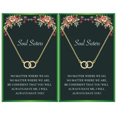 PRICES MAY VARY. SISTER NECKLACE FOR 2: Come with 2pcs sister necklaces with Message Card. It Is Best Gifts for Your Friends, Soul Sisters, Sisters, BFF, Best Bitches. SISTERS GIFTS FROM SISTER: One for you,one for me.No matter where you are, no matter what you are doing, sisters has been supporting you. VALENTINES GIFT FOR SISTER: The necklace is 17.7"+2" adjustable chain, this length works on practically anyone!Perfect for wearing alone, or for layering. Dainty, simple, classy and personal. PE Sister Necklaces For 2, Sister Necklaces, Sister Valentine, Letter Necklace Gold, Heart Fruit, Stocking Stuffers For Adults, Trendy Stuff, Charmed Sisters, 2nd Birthday Gifts